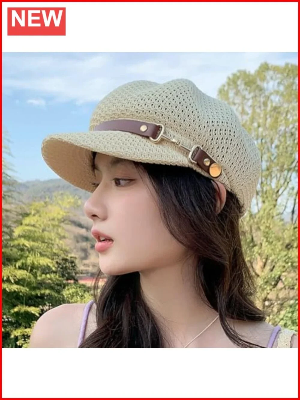 Womens Lightweight Newsboy Cap Short Brim Breathable Summer Hat Sun Protection